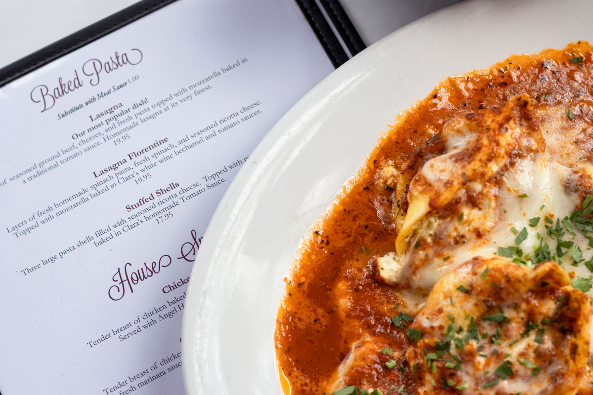 Clara's Italian Food Restaurant - Menu Food Restaurant Photography